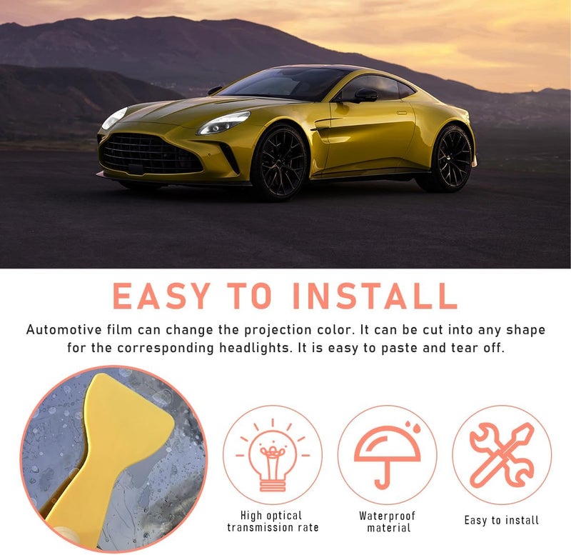 KVAEY Car Light Tint Film, 12×48 Inch Tint Vinyl Wrap Film Roll with Squeegee and Cutter, Self-Adhesive Film Sticker for Car Headlights Tail Lights Fog Lights, Car Accessories - Image 5